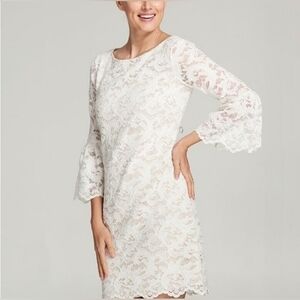 NWT Eliza J White Lace Sleeved Midi Dress